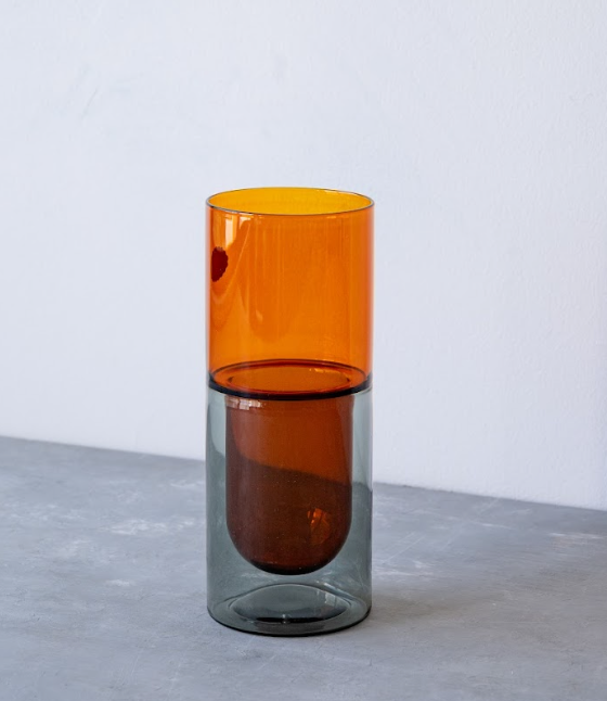 【amabro】DW VASE Small-amber×gray-