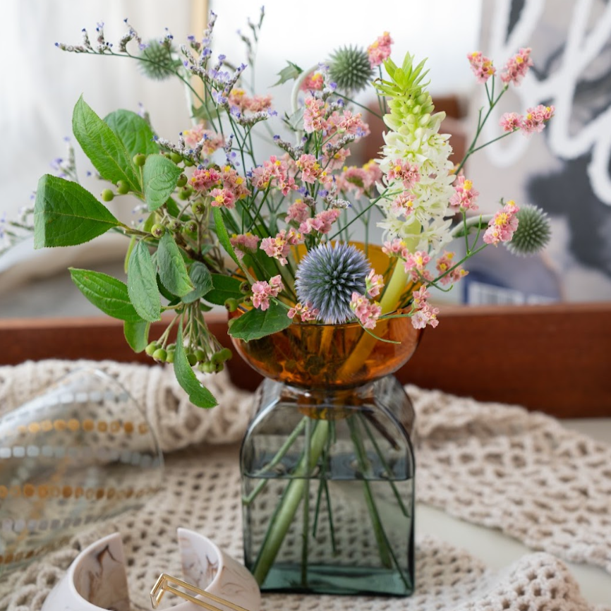 【amabro】TWO TONE VASE-Square Amber×Gray