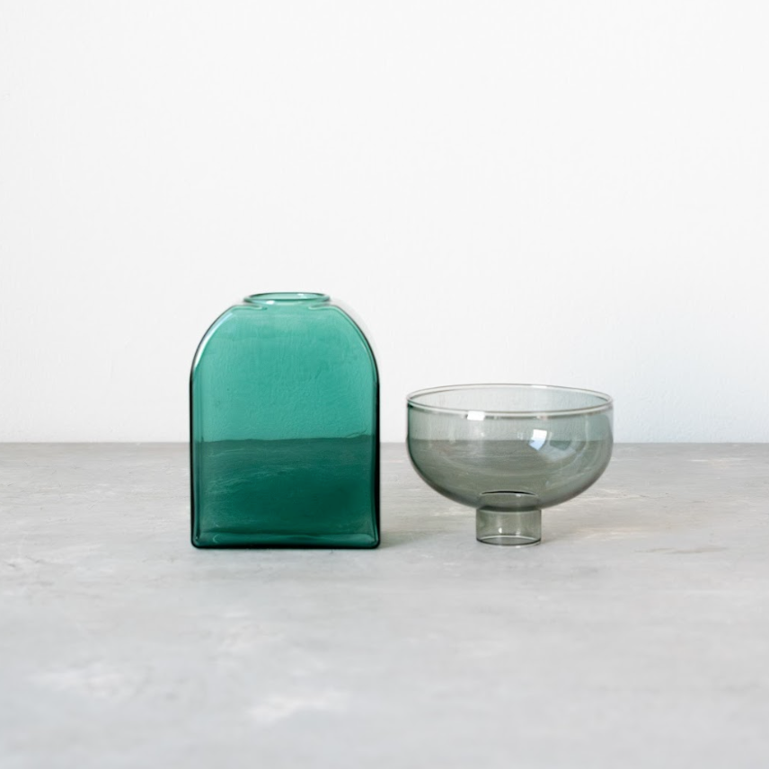 【amabro】TWO TONE VASE-Square Gray×Green
