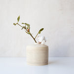 陶芸家Keicondo（ケイコンドー）の白色の花瓶（フラワーベース）とヤドリギ