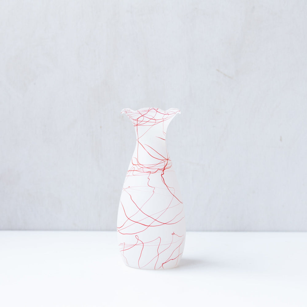 Red Line White Glass Vase, France