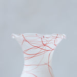 Red Line White Glass Vase, France - LIFFT